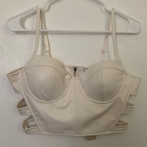 Faux Leather Caged Bustier